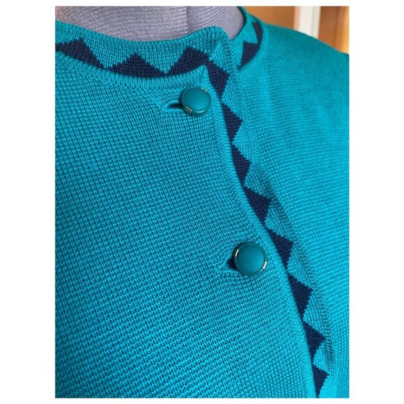 Vintage teal wool cardigan or light coat - Picture 6 of 8